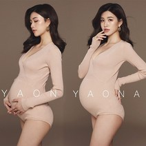 소다팡팡 임산부 긴팔 니트 바디수트 만삭촬영 의상 원피스 셀프스튜디오