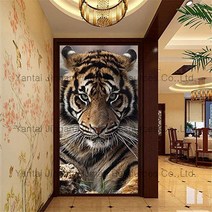 HZJL 심커머스 호랑이 얼굴 흰수염 맹호 맹수 승진수 전체수 보석십자수 DIY키트 B0392, 70x120cm