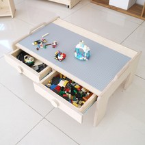 비비 블럭 테이블 서랍형 원목 좌식 공부 책상 / 레고 10701 호환, 매트선택함