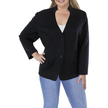 Le Suit 플러스 여성 만다린 칼라 착용 투버튼 블레이저, Navy Heather, US 22 (3X)