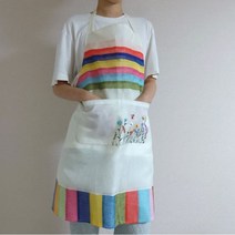 서울공예사 모시 색동 앞치마 13색상, 1 아이보리
