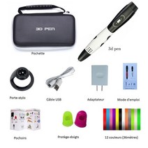 3d penNew High quality 3D Pen PLA Filament Printing Support ABS and 1.75mm Kids Diy Drawing With LCD, 04 White add 36m PLA_04 AU
