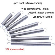 S 후크 304 스테인레스 스틸 인장 스프링 연장 코일 스프링 풀백 스프링 와이어 직경 10mm 외경 610m, 25mm(2 pieces)+0.8mm+8mm