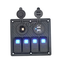 선박 보트 캠핑카 스위치패널 개조 버튼 차량 판넬, 4 6위치 스위치 녹색