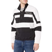 [정품] True Religion 남성용 긴소매 컬러 블록 재킷 긴소매 컬러 블록 재킷 블랙/화이트.