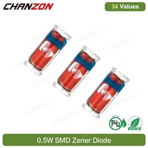 34 값 0.5W SMD 제너 정류기 다이오드 키트 2V 3V 3.3V 5.1V 7.5V 10V 15V 16V 18V 47V, 12 100Pcs ZMM5V1 5.1V
