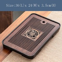 전통 원목 다도 차판 차 트레이 대나무 쿵후 새로운 가정용 간단한 물 저장 일본 현대, 36cm x 24cm 케이