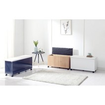 이동식 바퀴 쿠션방석 2인용 수납벤치의자 800 음식점 성당 어린이집 카페, 화이트