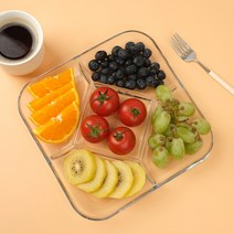 5단 칸칸 나눔 플레이팅 오븐 플레이트 사각 접시, 엣지