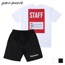 세븐퍼센트 슈프림 여름 데일리 코디 세트 스테프 반팔티+체커 반바지 SET