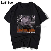 Eminem-티셔츠 힙합 랩 팝 패션 유니섹스 텀블러 셔츠 패션 티셔츠 힙합 라운드넥 티셔츠 일본 반팔 티셔츠