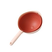 주방 실리콘 더블 드레인 바구니 그릇 세척 보관 바구니 스트레이너 그릇 드레이너 야채, 분홍색 막대