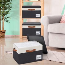 GhvyenntteS 패브릭 통 3개의 손잡이가 있는 선반용 대형 보관 바구니.. 정품보장, Extra Large-6 Pack, Black - 6 Pack