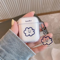 루루홈 럭키 스마일 소프트 클리어 에어팟 케이스, 에어팟 1세대/2세대