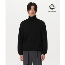 커스텀어클락 면100 소프트 베이직 터틀넥 니트 블랙 COOSKT006