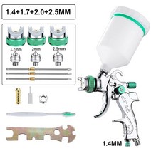 페인트 스프레이건 전문 HVLP 스프레이 건 1.4/1.7/2.0/2.5 Mm 스틸 노즐 중력 건 DIY 페인트 키트 휴대용, [04] Set D, 04 Set D