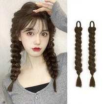 가발매니아 트윈 땋은 머리 헤어피스, 라이트브라운, 1개