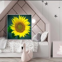 항공배송 금빛찬란한 해바라기 한송이 보석십자수 비즈 자수 초보 추천 재물 diy 재료 세트, 60x60cm