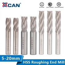 xcan 황삭 엔드 밀 hss 밀링 커터 4 플루트 5-20mm cnc 공작 기계 라우터 비트 금속 밀링 도구 hss 커터, 20xD20x75x141