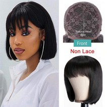 레이스 가발 짧은 밥 가발 스트레이트 13x4 lace front human hair wig bob pre plucked brazilian t part lace closure, 8인치, 150 밀도, 비 레이스 가발