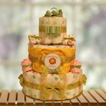 회사동료임직원일동 추석명절 여성병원 산후조리원 100일 돌잔치선물 기저귀케이크3단, 여아용, 2단계 백일이전용(소형)