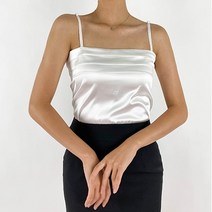 끈조절 실크탑 나시 화이트 블랙 여자면접정장 민소매 블라우스