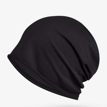 메이븐마켓 순면 항암 수면 비니 사계절용, 시크 블랙