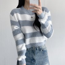 ELYTE 보들보들 스트라이프 니트 여성용 앙고라