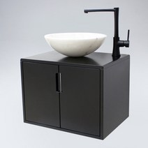 도로시 벽걸이 원목 하부장세면대(블랙)
