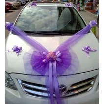 웨딩카장식 프로포즈 웨딩카 꾸미기 결혼기념일 리본 장식 웨딩 자동차 꽃 세트 꽃, 제비꽃