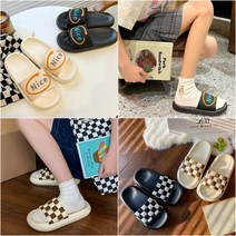 실내화모음 층간소음방지 쿠션화 어린이집 유치원 슬리퍼 쿠션감 좋은 여성실내화 거실화, 체크 브라운/L