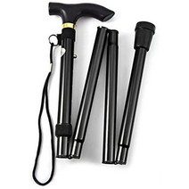 일본직발송 6. 【 ASPALAND 】 [ASPALAND] 초경량 접이식 스틱 지팡이 블랙 5단계 롱 스트랩 B07N5JPC26, One Size_블랙, One Size_블랙