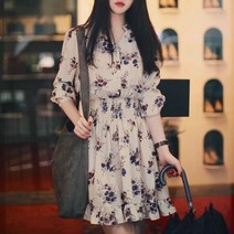 GW64B292 허리밴드 꽃무늬 볼륨 봄신상 원피스 하객룩 플라워 여친룩 꽃패턴