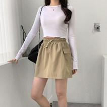 포디룩 [늘어짐없는원단] 스트링 카고 밴딩 미니스커트