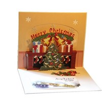 메리 크리스마스 인사말 카드 3D 팝업 카드 봉투 크리스마스 나무 엽서 파티 초대장 장식