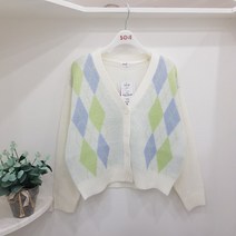 소이 knit 아가일 크롭 니트 가디건 23S5051