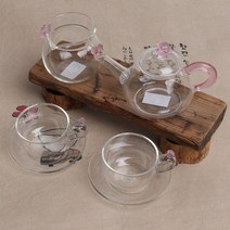 핑크장미 2인숙우포함 유리다기세트 150ml (250AF)