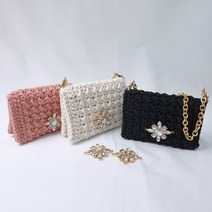 DIY 코바늘 팬던트 블링 카드지갑 패키지 뜨개가방만들기 뜨개질, 5.베이지, 1개