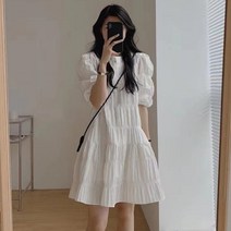 화이트 캉캉 바스락 주니어 여아 학생 키작녀 원피스 흰색 반팔 미니 캐주얼 바캉스 청소년 10대 20대 코디