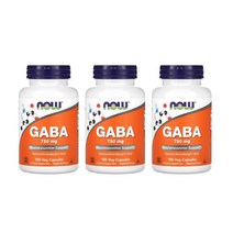 (해외) Now Foods 나우 푸드 가바 750mg 100정, 100캡슐, 3개