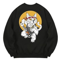 남자 여자 맨투맨 스웨트 셔츠 칸6312 KMB0101 쿠마 기모 - 블랙