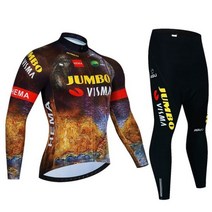 JUMBO-VISMA 긴팔 사이클링 저지 세트 비브 팬츠 자전거 의류 MTB 바이크 가을 유니폼 남성복 져지 싸이클복 롱슬리브 숏슬리브, L, Long suit 9