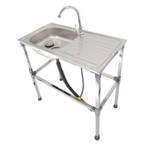 미니 싱크대 개수대 주방 사무실 소형 야외 세면대 간이 브래킷 스테인레스 스틸 야외 외부 캠핑, L