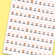 [디자인느낌] 프리미엄 방수네임스티커 주문제작, 44. 초롱사파리 필기구, 흰색