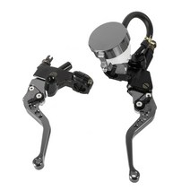 오토바이 레버 호환 cnc 알루미늄 유압 실린더 마스터 리저버 브레이크 케이블 클러치 핸들 세트 250cc 500cc, 티탄