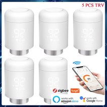 Tuya Zigbee 온도 조절 라디에이터 밸브 지능형 무선 앱 제어 난방 컨트롤러, 06 5pcs Thermostat