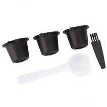 커피 머신 호환 부품 3pcs 재사용 가능한 캡슐 필터 리필 가능 캡슐 컵 네스프레소 캡슐 기계 액세서리, 검은색