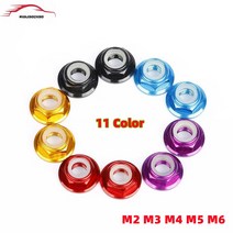 M2 M3 M4 M5 M6 알루미늄 합금 플랜지 나일론 잠금 너트 10 개 나일론 미끄럼 방지 육각 삽입 다채로운 아노다이징 11 색, purple