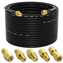 YOTENKO SMA 안테나 연장 케이블 1.9m65.6피트 + 5피스 RF 동축 커넥터 키트 수 to 암 RG58 저손실 3G 4G LTE 라우터 ADSB SDR USB 동글 수, 65.6ft_SMA Cable + 5pcs SMA Co