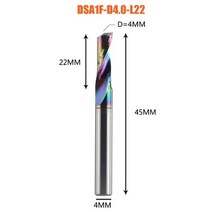 Dreanique-3.175 4 6 8mm CNC 싱글 플루트 솔리드 텅스텐 카바이드 합금 엔드밀 알루미늄용 DLC 코팅 밀링 커터 1 피스, DSA1F-D4.0-L22